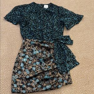 Misa Black and Blue Patterned dress